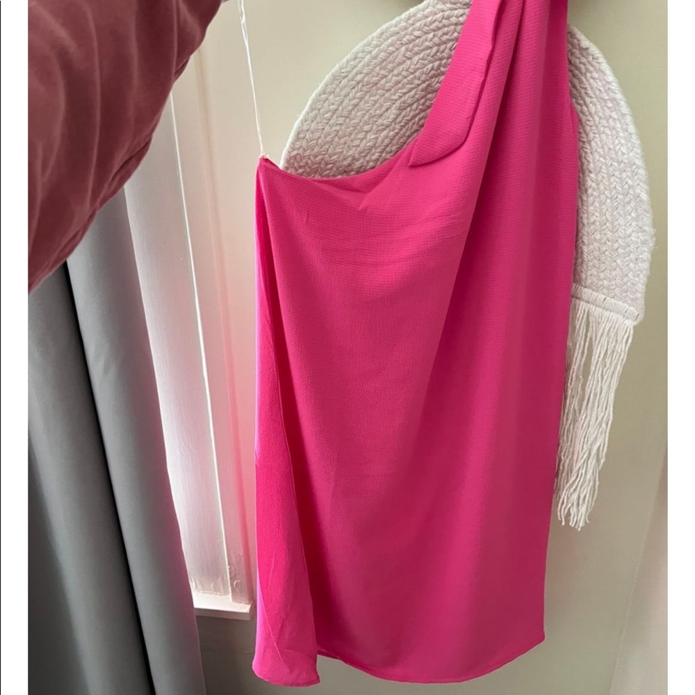 Pink Lily Hot Pink One Shoulder Dress - Picture 2 of 4